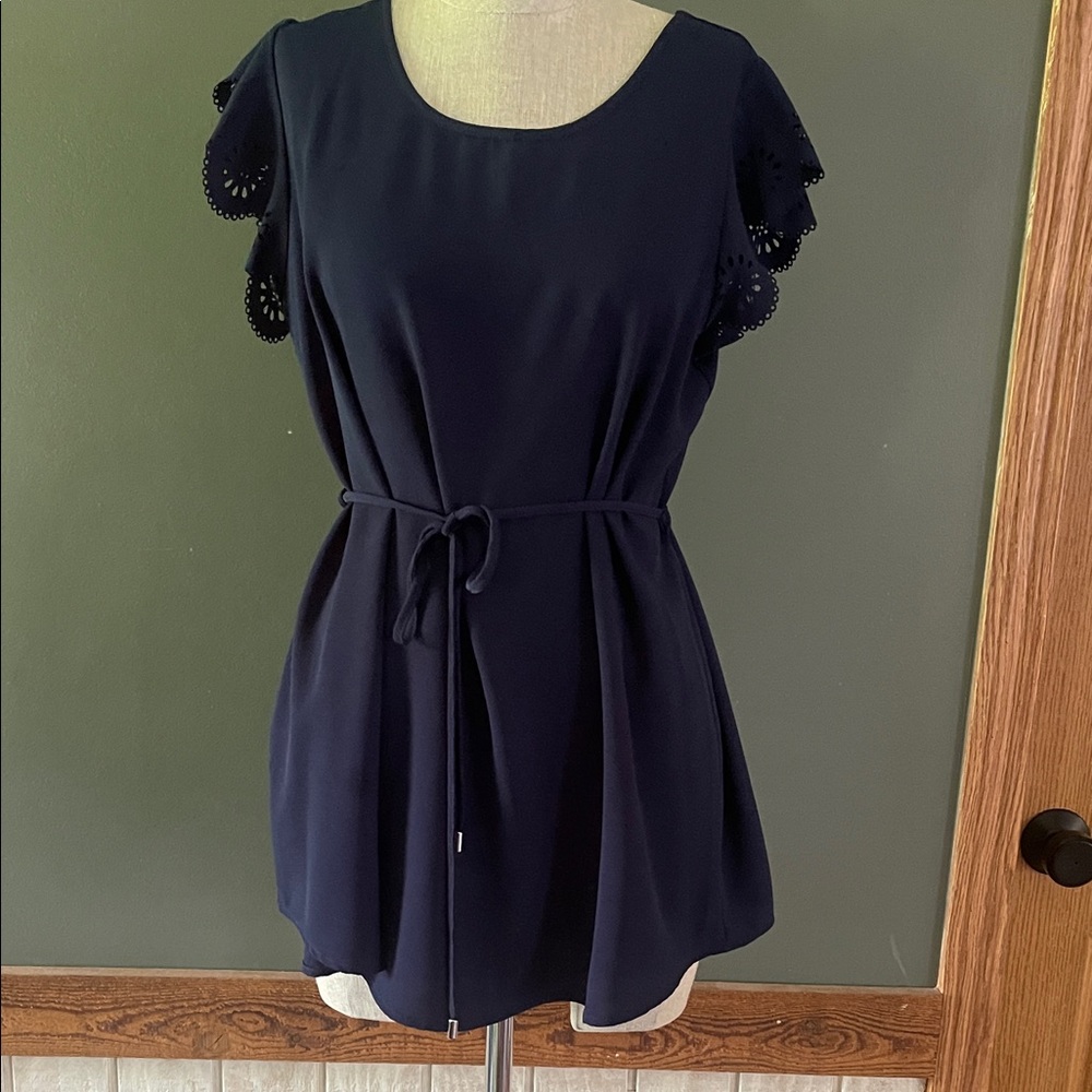 Elegant Navy Blue Women's Maternity Blouse